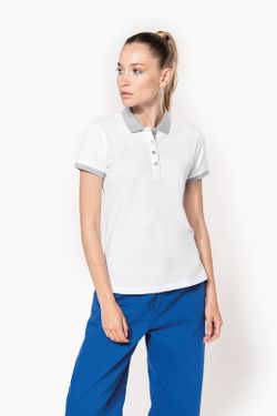 Polo in piquet bicolore da donna