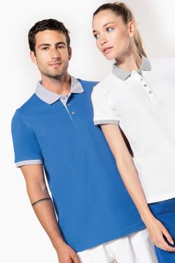 Polo in piquet bicolore da donna