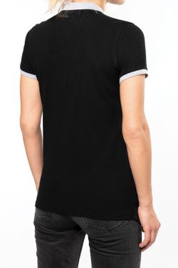 Polo in piquet bicolore da donna