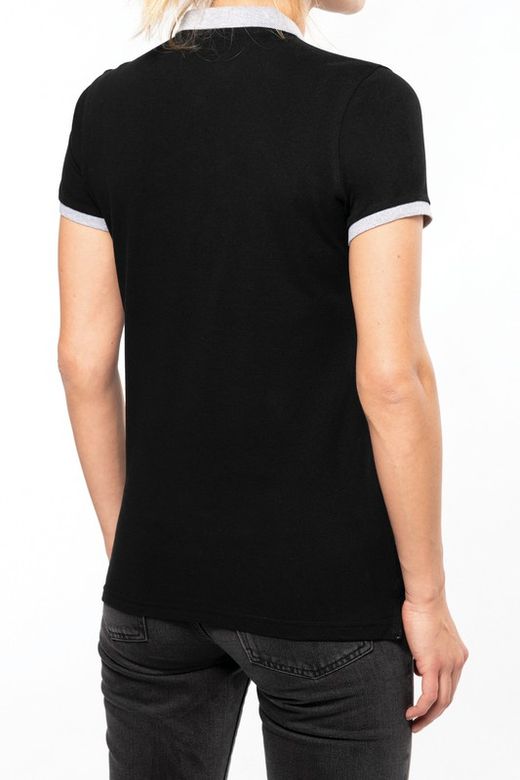 Polo in piquet bicolore da donna