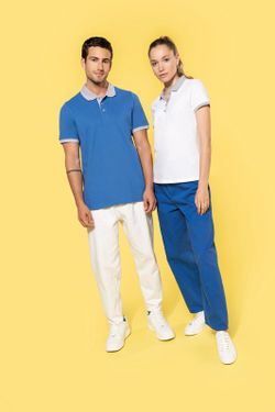 Polo in piquet bicolore da donna