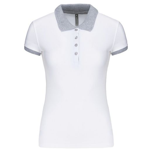 Polo in piquet bicolore da donna