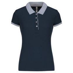 Polo in piquet bicolore da donna