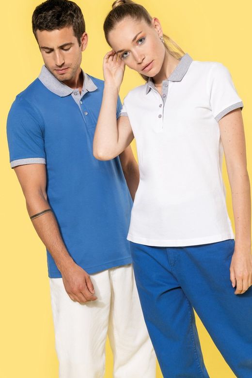 Polo in piquet bicolore da donna