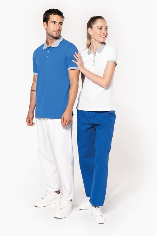 Polo in piquet bicolore da donna