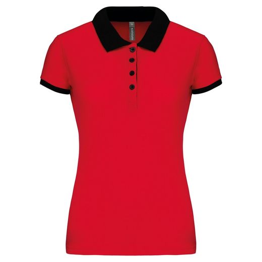Polo in piquet bicolore da donna