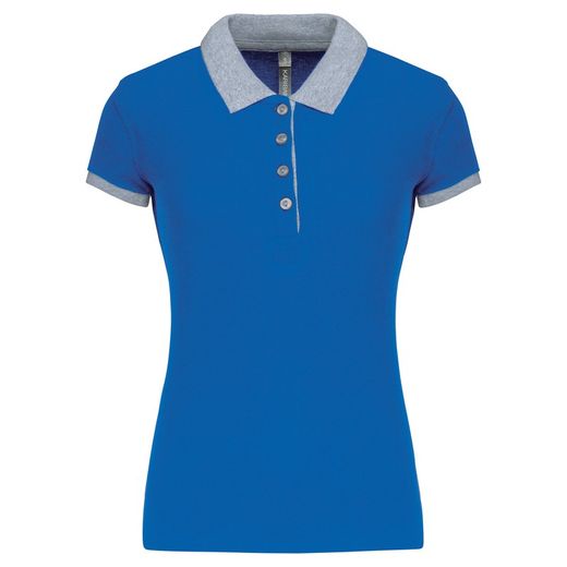 Polo in piquet bicolore da donna