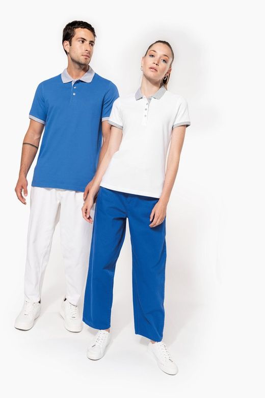 Polo in piquet bicolore da donna