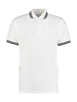 Classic Fit Pique Polo mit gestreiftem Hals
