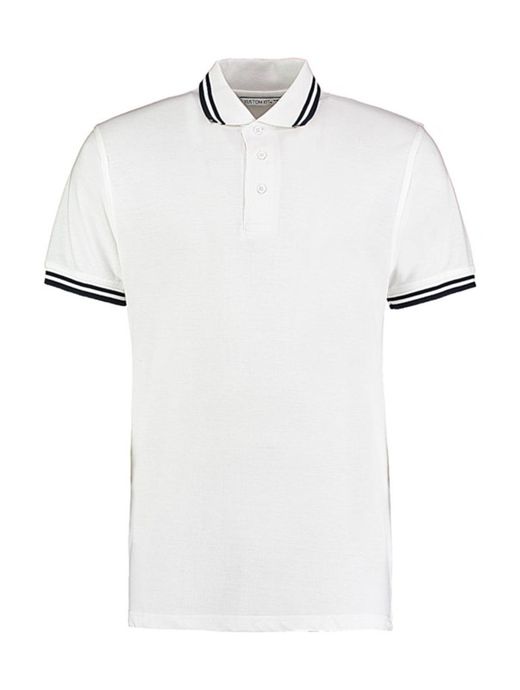 Classic Fit Pique Polo mit gestreiftem Hals