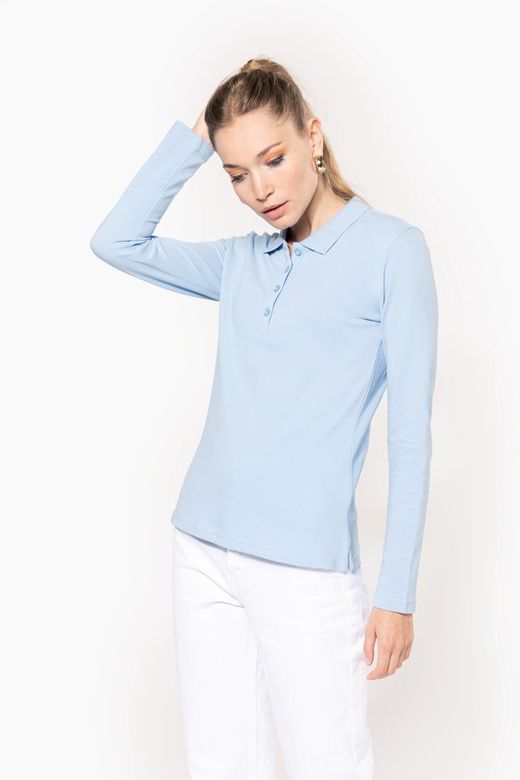 Langarm-Piqué-Polo für Damen
