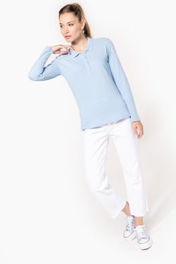 Langarm-Piqué-Polo für Damen