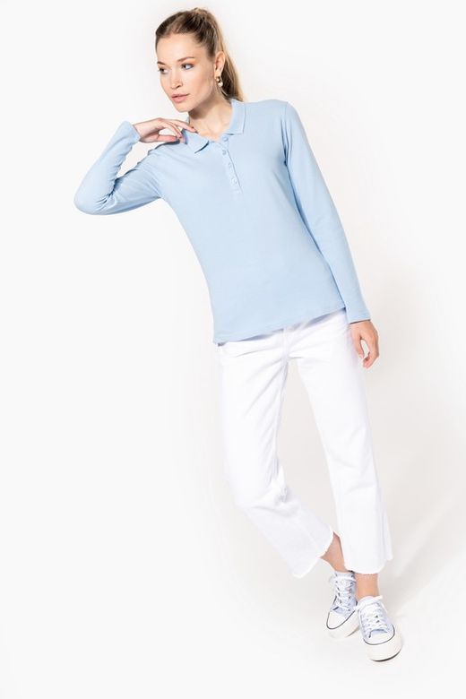 Langarm-Piqué-Polo für Damen