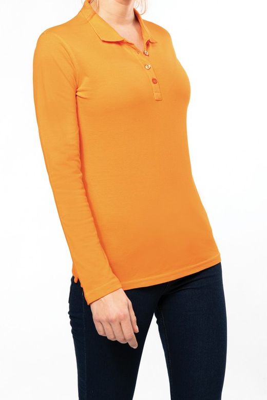 Langarm-Piqué-Polo für Damen