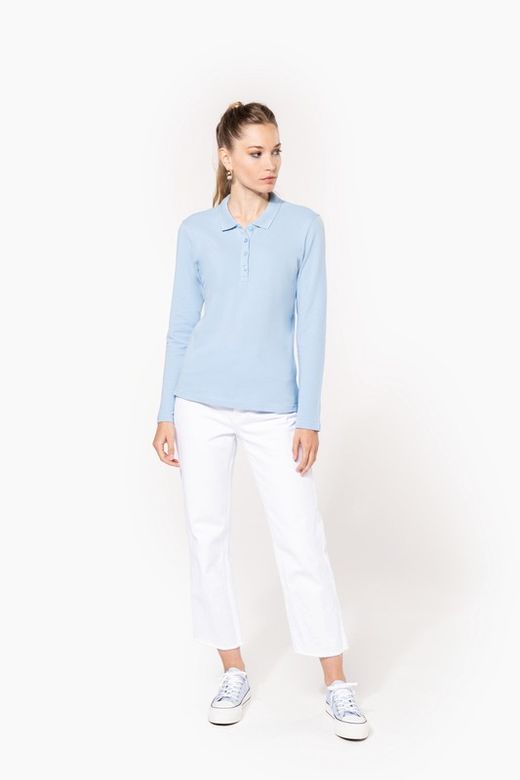 Langarm-Piqué-Polo für Damen