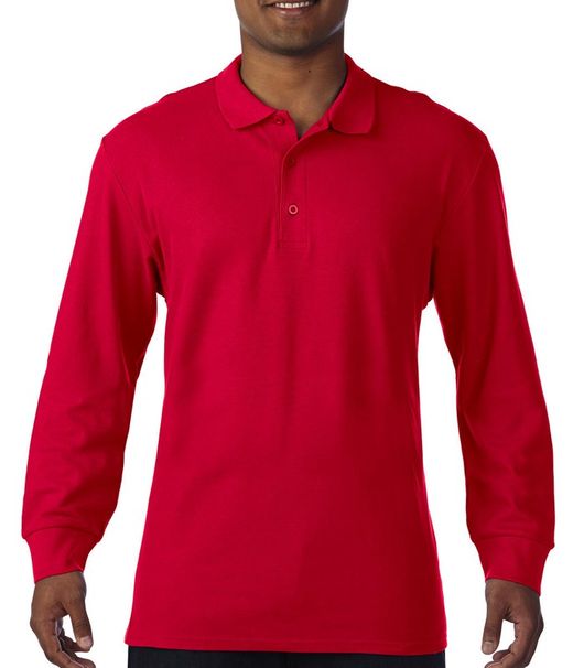 Herren Double Pique Polo Langarm