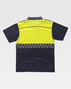 Kombiniertes kurzärmeliges Polizei-Poloshirt mit heißversiegeltem Reflexstreifen und Schulterklappen Navy Yellow AV
