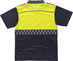 Kombiniertes kurzärmeliges Polizei-Poloshirt mit heißversiegeltem Reflexstreifen und Schulterklappen Navy Yellow AV
