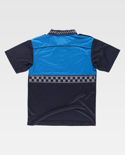 Kombiniertes kurzärmeliges Polizei-Poloshirt mit heißversiegeltem Reflexstreifen und Schulterpolstern in Marineblau