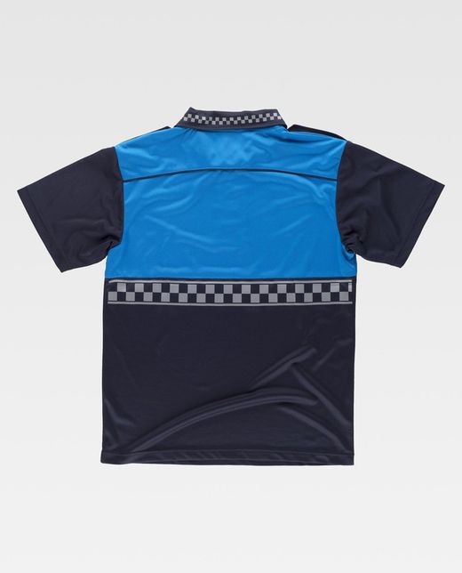 Kombiniertes kurzärmeliges Polizei-Poloshirt mit heißversiegeltem Reflexstreifen und Schulterpolstern in Marineblau