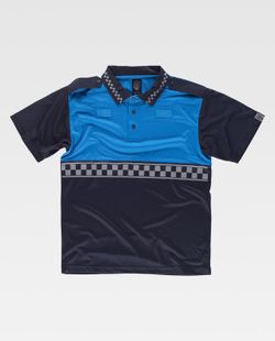 Kombiniertes kurzärmeliges Polizei-Poloshirt mit heißversiegeltem Reflexstreifen und Schulterpolstern in Marineblau