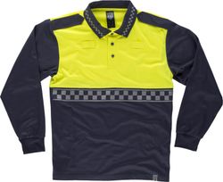 Polo Policía manga larga combinado Marino Amarillo