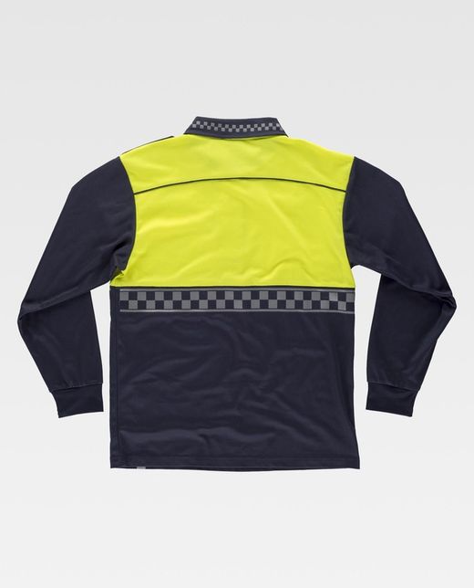 Polo Policía manga larga combinado Marino Amarillo
