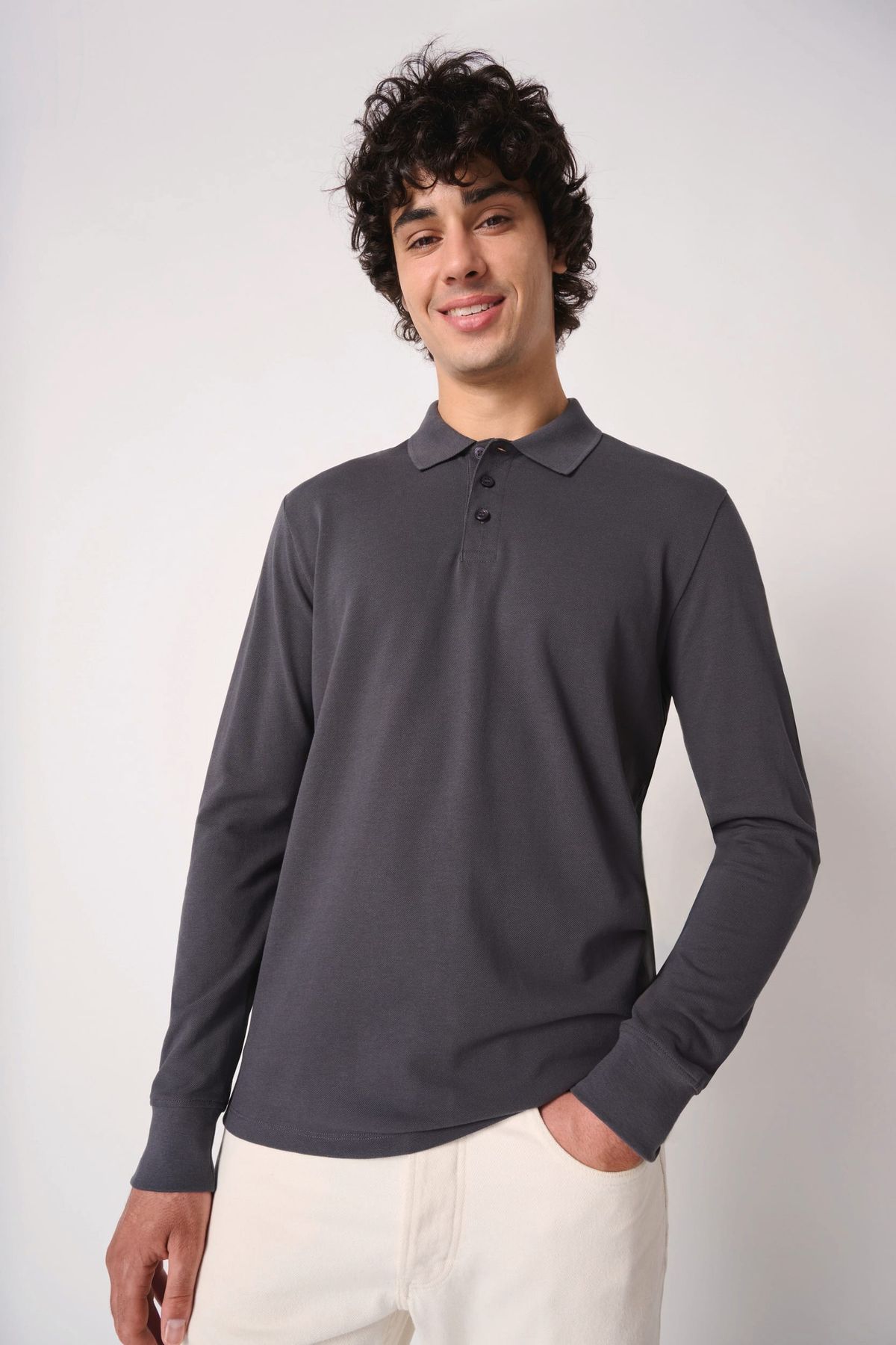 Polo punto piqué LSL hombre Ideal Black-3XL
