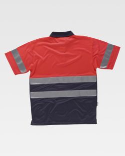 Rotes Poloshirt kombiniert Kurzarm Torso und Ärmel mit reflektierenden Bändern EN ISO 20471: 2013 Red AV Navy