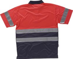 Rotes Poloshirt kombiniert Kurzarm Torso und Ärmel mit reflektierenden Bändern EN ISO 20471: 2013 Red AV Navy
