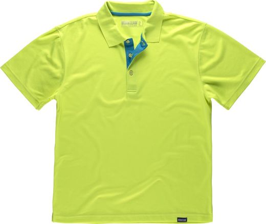 Polo tecnica a maniche corte, abbinata a colori fluorescenti Giallo AV
