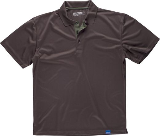 Camisa polo técnica de manga curta, combinada com as cores flúor Marrom