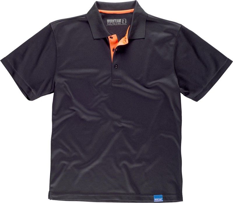 Polo técnico de manga corta flúor / Negro