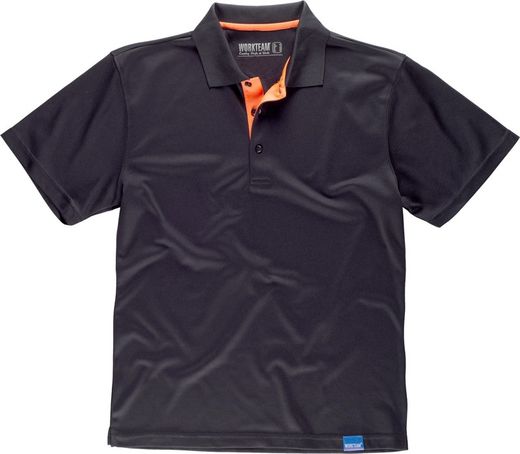 Polo tecnica a maniche corte, abbinata a colori nero fluor
