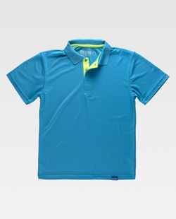 Polo tecnica a maniche corte, abbinata ai colori fluoro turchese