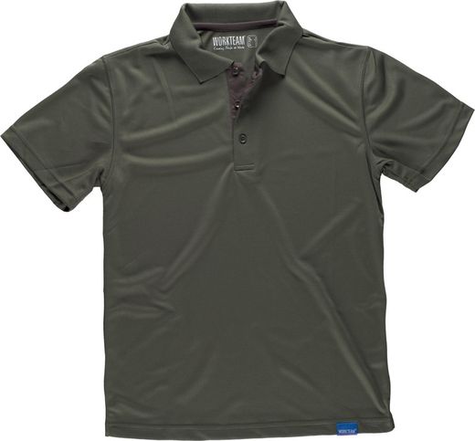 Polo tecnica a maniche corte, abbinata ai colori fluorescenti Hunting Green