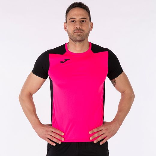 Record Ii Short Sleeve T-Shirt Fluor Pink Black