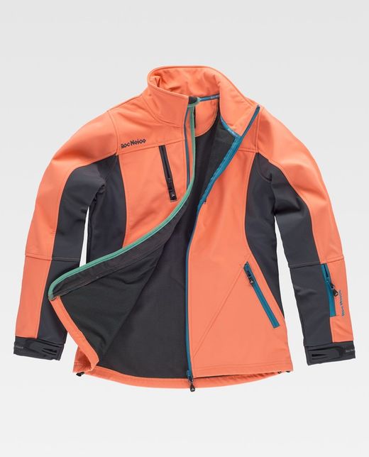 Softshell 96% Poliéster 4% Elastano de color Coral+Gris Oscuro Ref: RN1010002