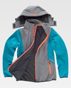 Softshell 96% Gris Jaspeado / Turquesa