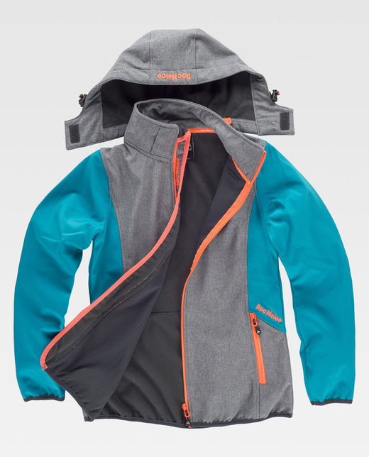 Softshell 96% Gris Jaspeado / Turquesa