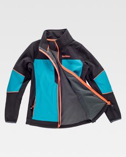 Softshell 96% Poliéster Negro / Turquesa