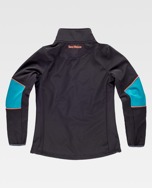 Softshell 96% Poliéster Negro / Turquesa