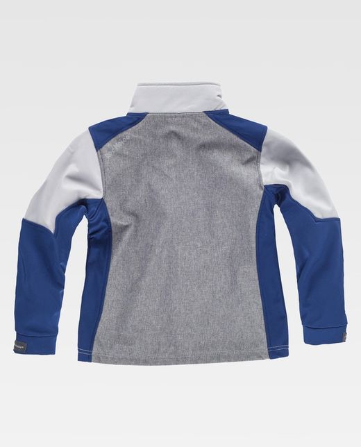 Softshell infantil combinado tricolor. Gris Jaspeado+Azulina+Gris Claro