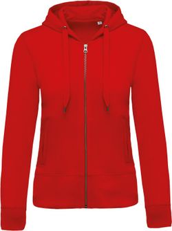 Sudadera algodón orgánico con capucha y cremallera de mujer