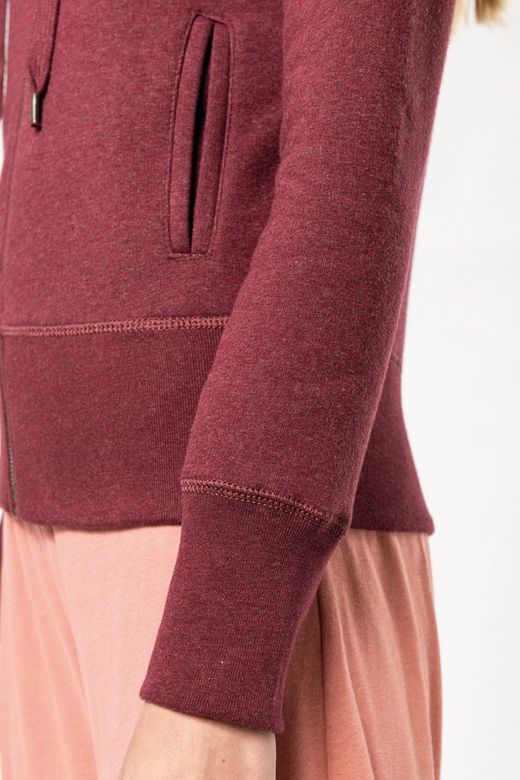 Sudadera algodón orgánico con capucha y cremallera de mujer