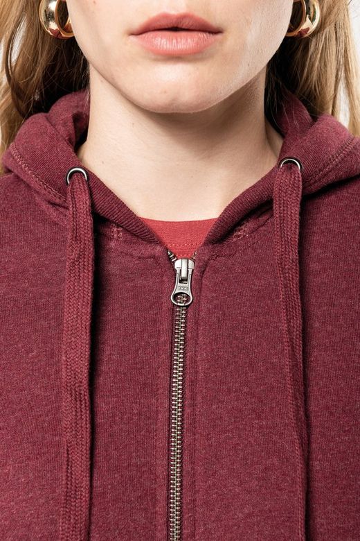 Sudadera algodón orgánico con capucha y cremallera de mujer