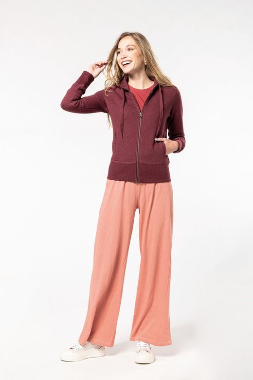 Sudadera algodón orgánico con capucha y cremallera de mujer