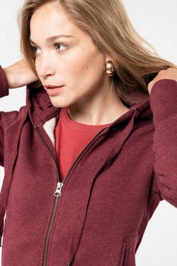 Sudadera algodón orgánico con capucha y cremallera de mujer