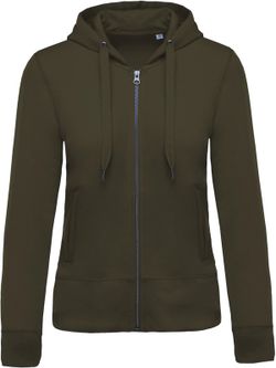 Sudadera algodón orgánico con capucha y cremallera de mujer