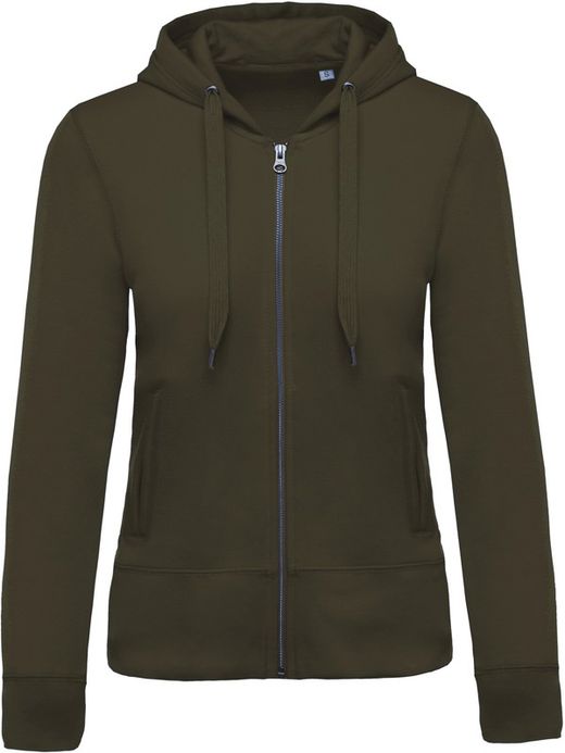 Sudadera algodón orgánico con capucha y cremallera de mujer